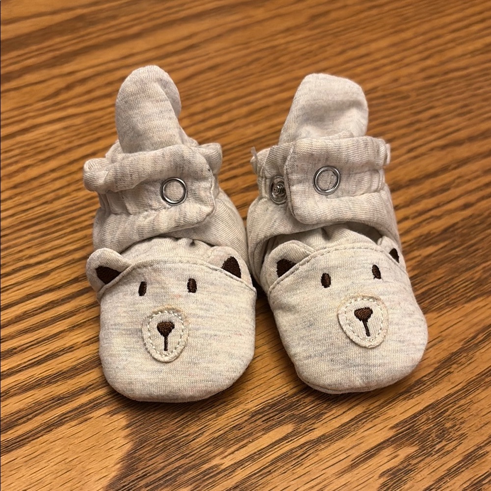 Adorable Gray Bear Baby Booties